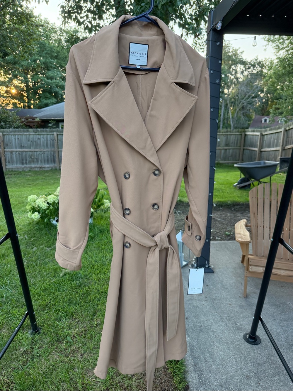 Bagatelle Collection Camel Tan Double Breasted Trench Coat Belted Plus Size 2X